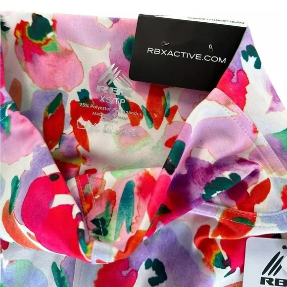 RBX Women’s Peached Tech Flex Capri Length Colorful Compression Leggings Size XS - Picture 3 of 6